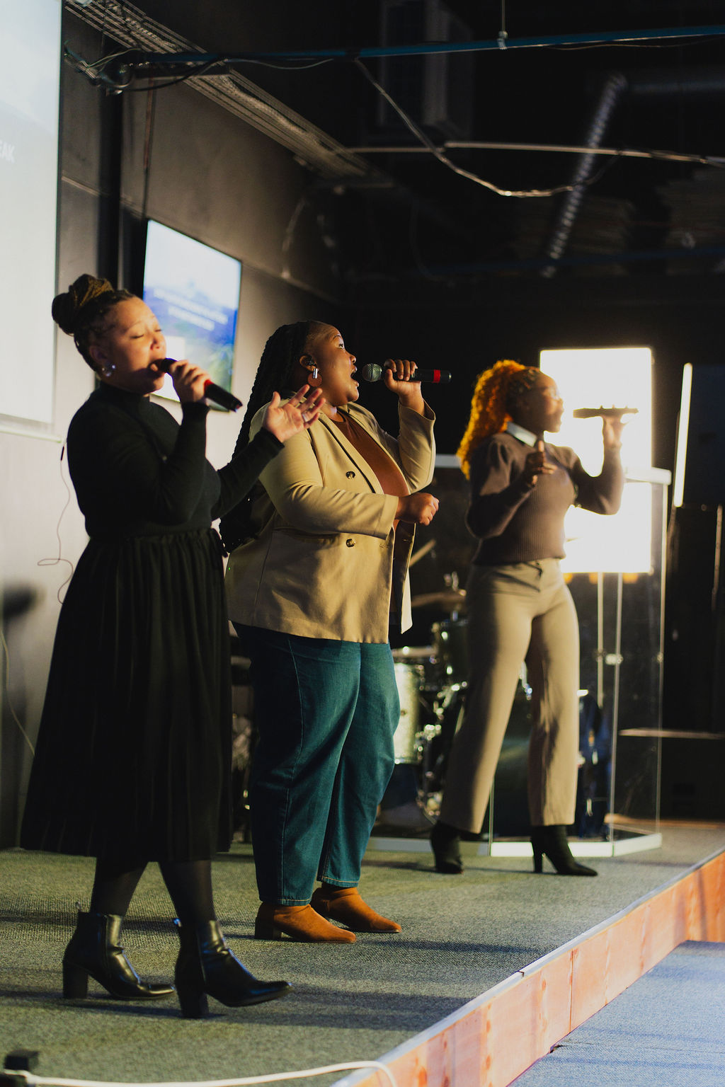 Praise and worship team leading the congregation at New Hope Church