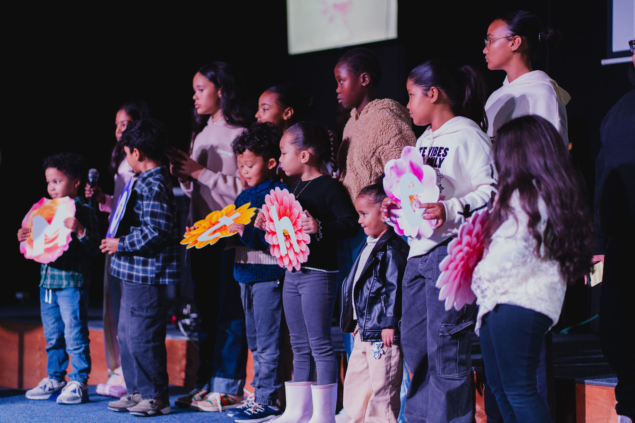 Children on stage during kids programme at New Hope Church